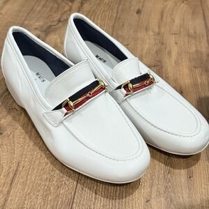 Maus & Hoffman Golf Horsebit MEN'S White Leather Loafers10  Dance Shoes